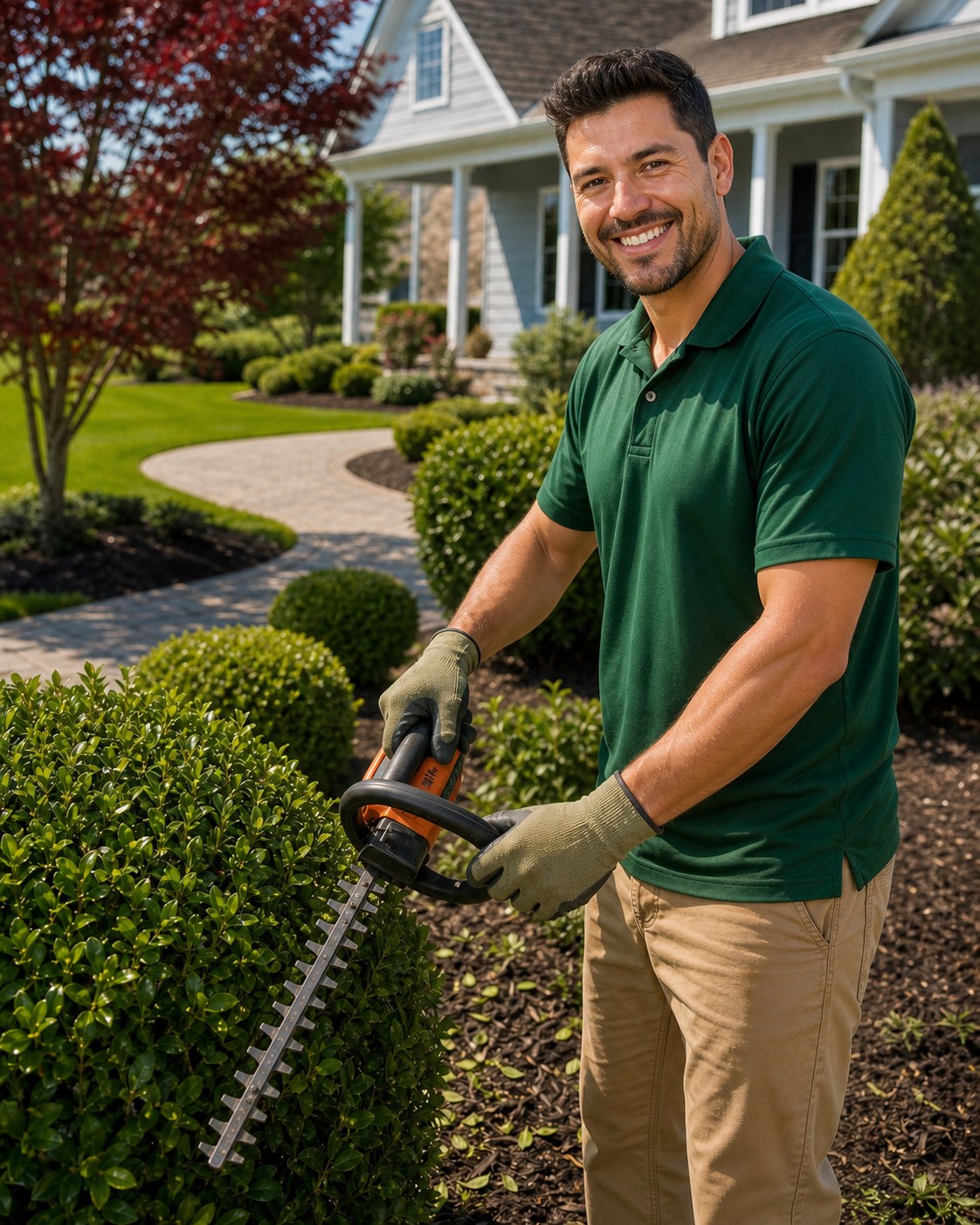Leaf it to us Lawn Care team working on a Delaware property